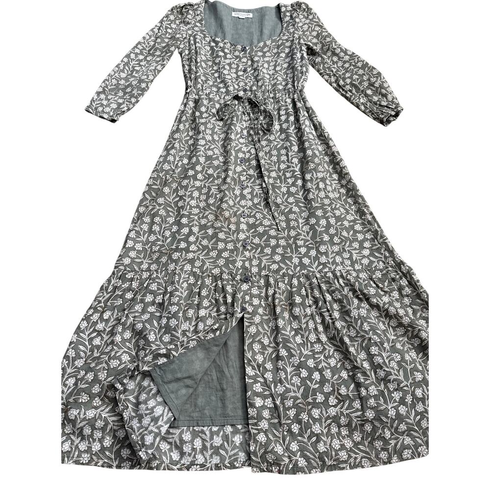 Emerson Fry Olive Green Floral Midi Dress - Picture 5 of 10
